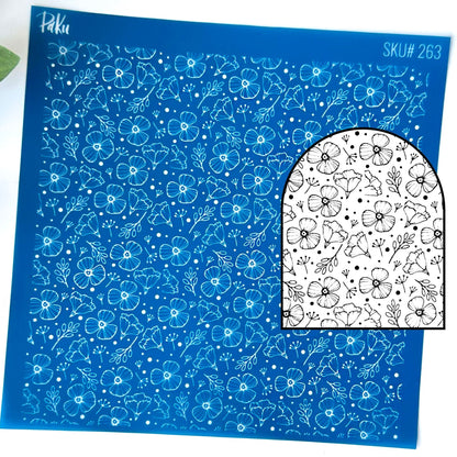 Floral Background Silkscreen Stencil | Flowers Pattern -