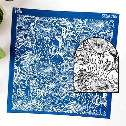 Floral Reef Silkscreen Stencil | Coral Flower Pattern -