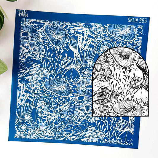 Floral Reef Silkscreen Stencil | Coral Flower Pattern -