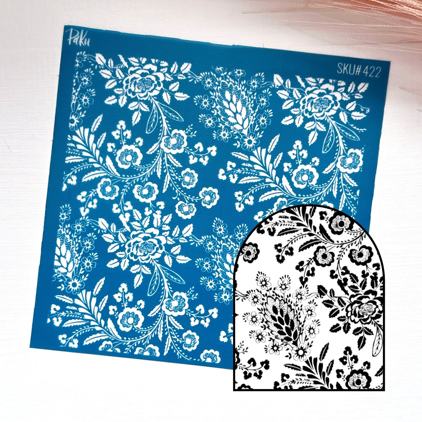 floral embroidery silkscreen for clay
