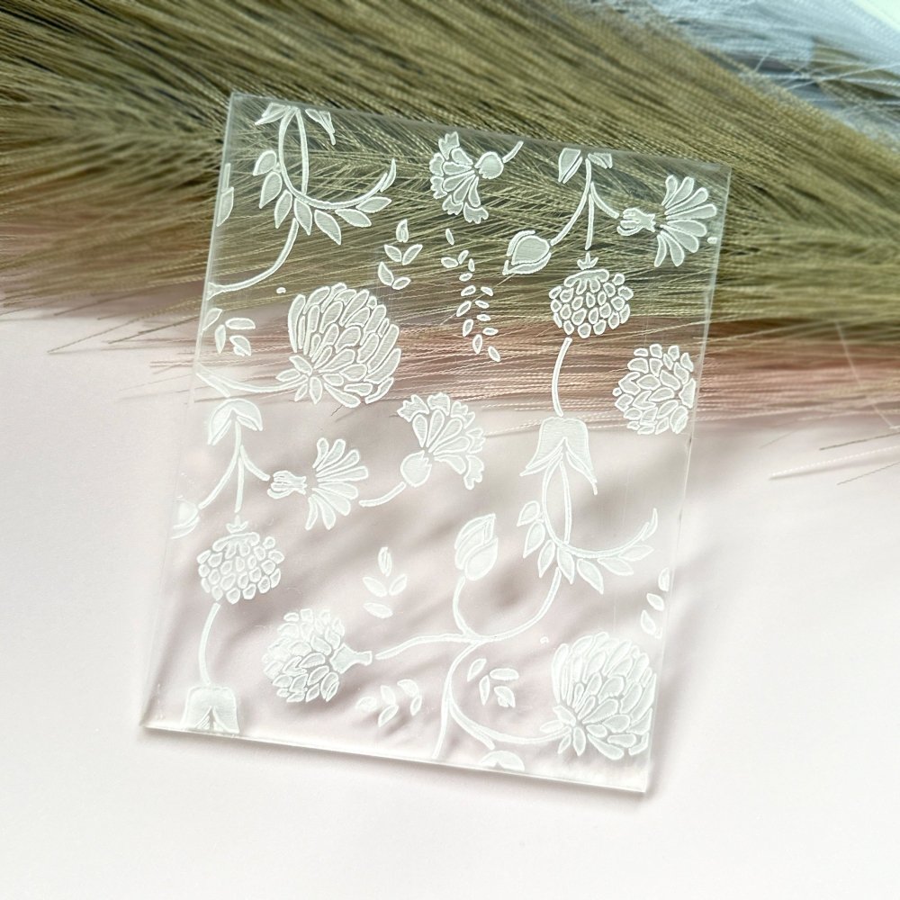 Flowers Texture Stamp | Acrylic Embossed Plate - 