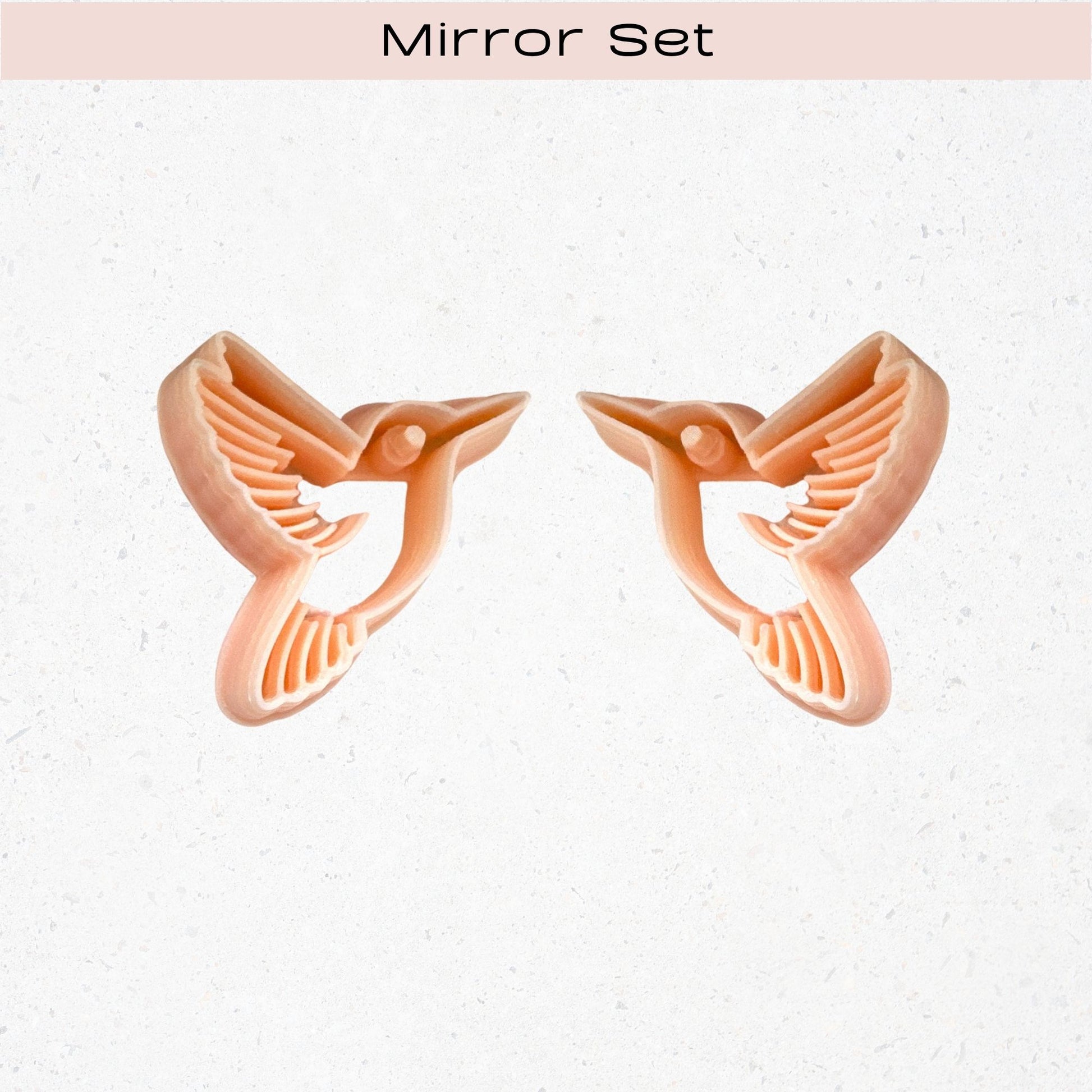Hummingbird clay cutter mirror set of two for polymer clay earring makers