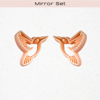 Hummingbird clay cutter mirror set of two for polymer clay earring makers