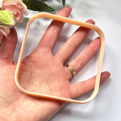 Square rounded clay cutter, for polymer clay and pottery trinket dishes, plates, clocks, coasters, cookies.