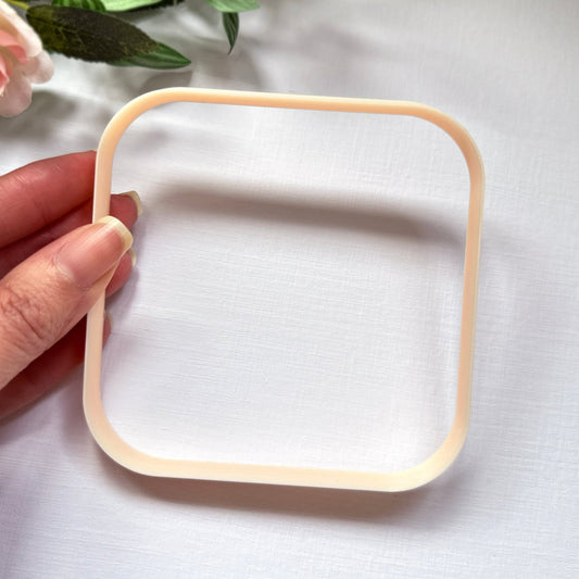 Square rounded clay cutter, for polymer clay and pottery trinket dishes, plates, clocks, coasters, cookies.