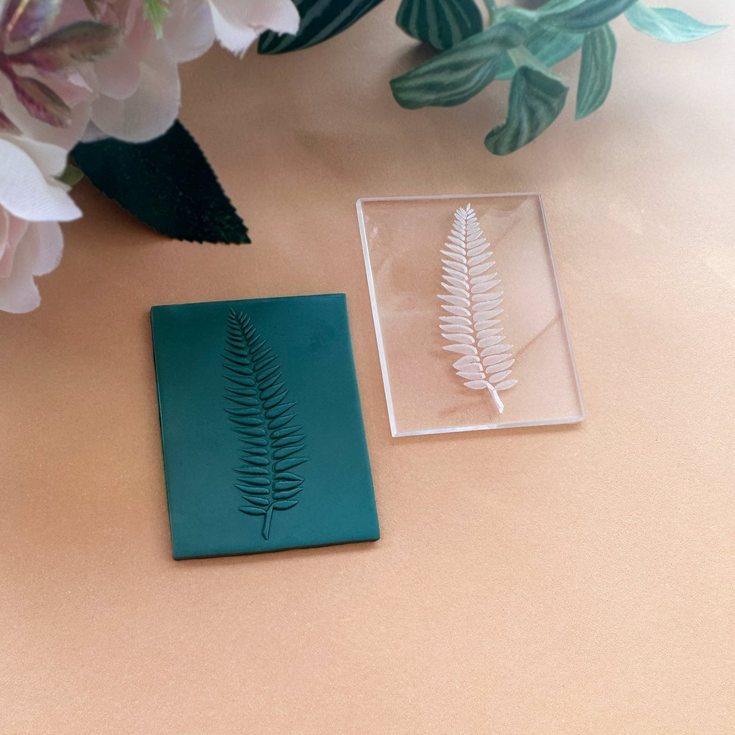 leaf acrylic small texture stamp for polymer clay and decorating cupcakes