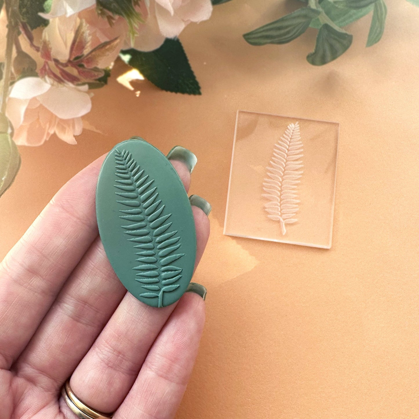 leaf acrylic small texture stamp for polymer clay and decorating cupcakes