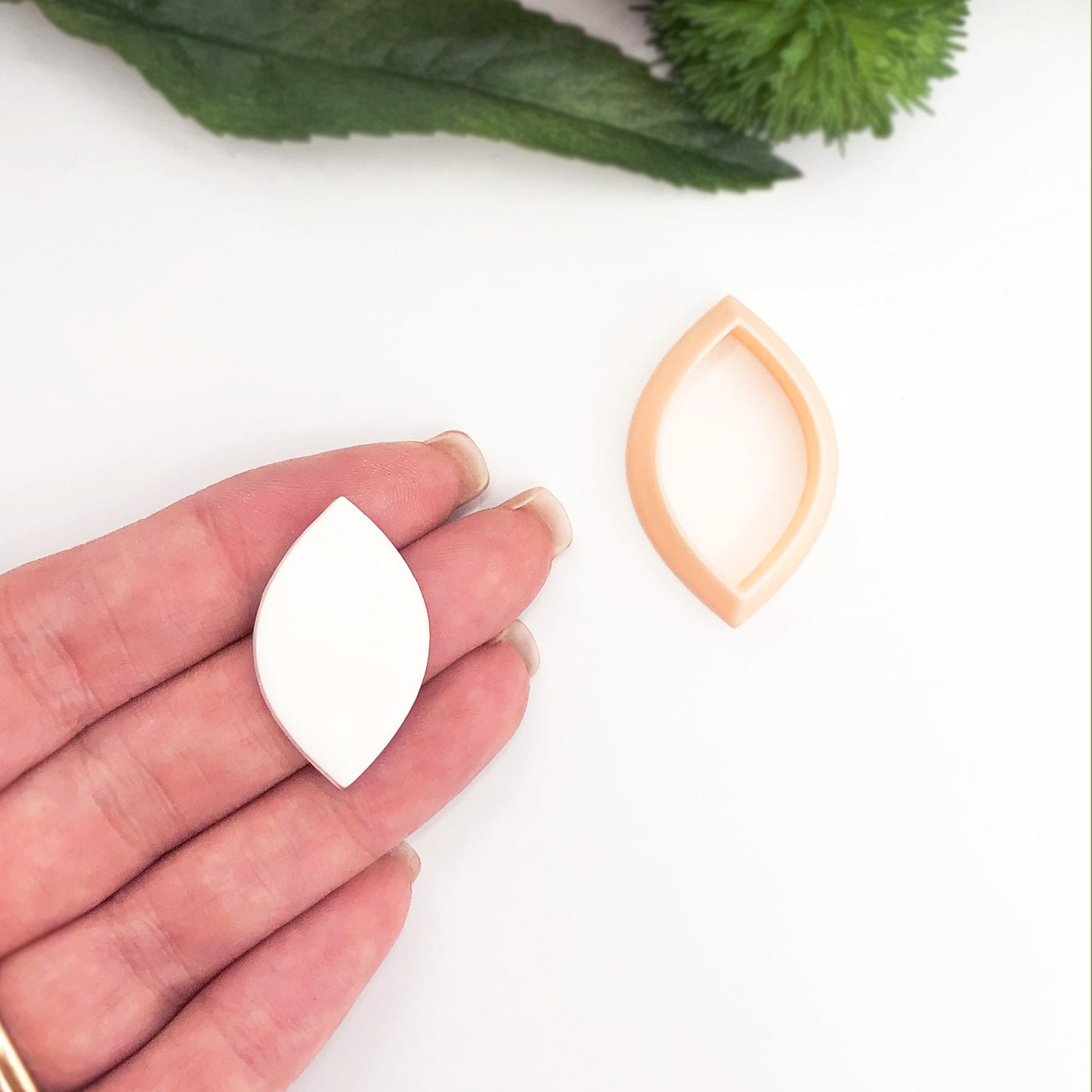 Oval Marquise Clay Cutter - with the polymer clay cut out made using it