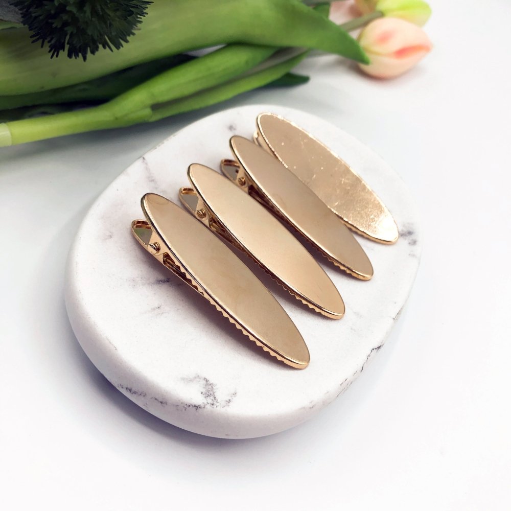 Pack of Gold Barrette Hair Clip Blanks - 