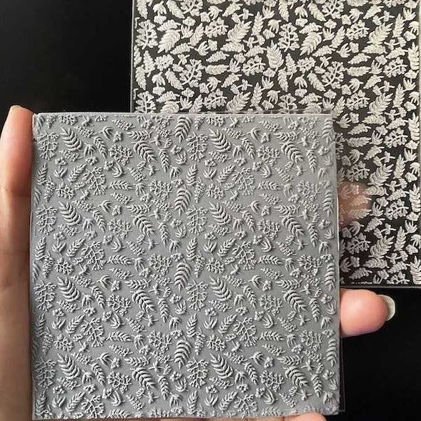 Spring Mini Flowers Texture Stamp | Clear Acrylic Floral Embossing Plate -