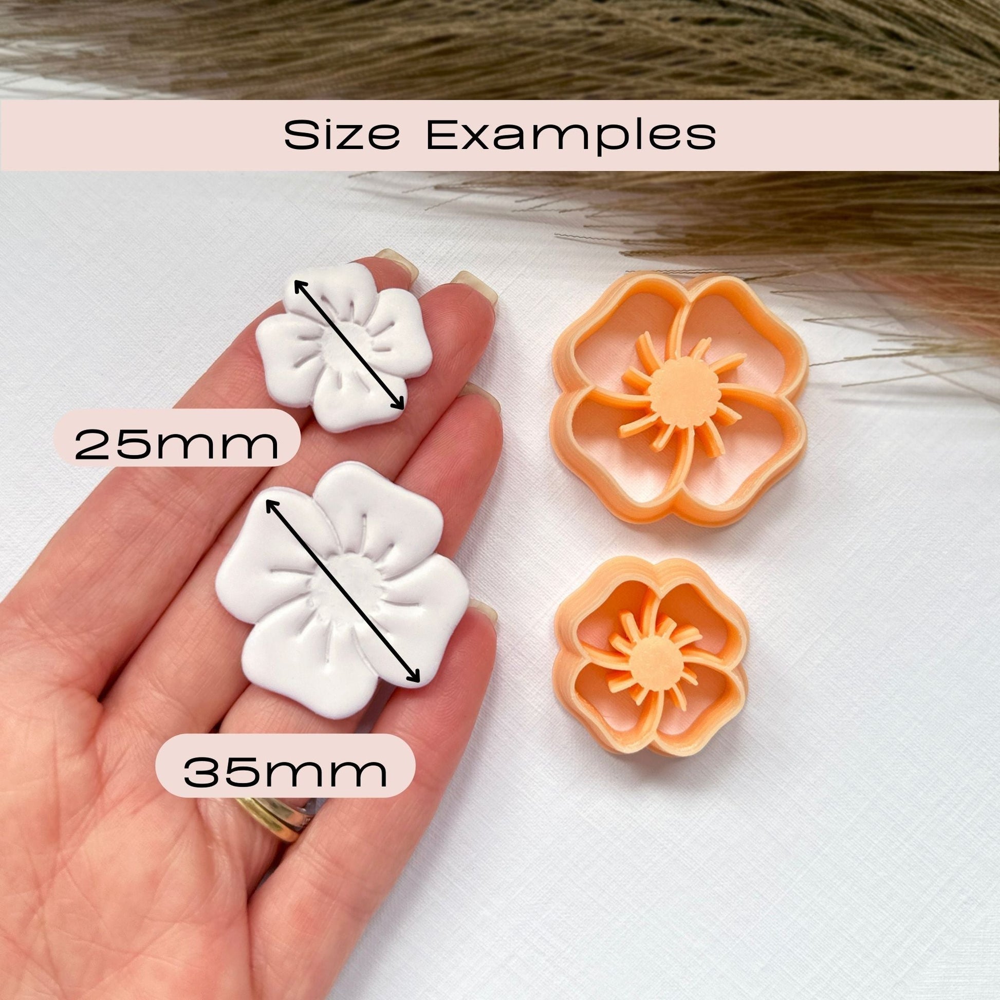 Poppy flower clay cutter perfect for polymer clay earring makers, The 35mm and 25mm shown in product photos.