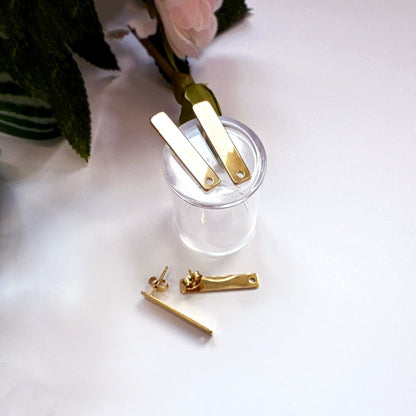 Rectangle Bar Ear Stud Posts | Gold Earring Findings - 