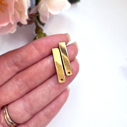 Rectangle Bar Ear Stud Posts | Gold Earring Findings - 