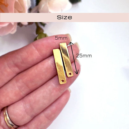 Rectangle Bar Ear Stud Posts | Gold Earring Findings - 