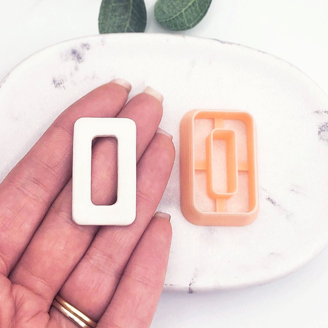 Rounded rectangle donut clay cutter for polymer clay jewellery makers