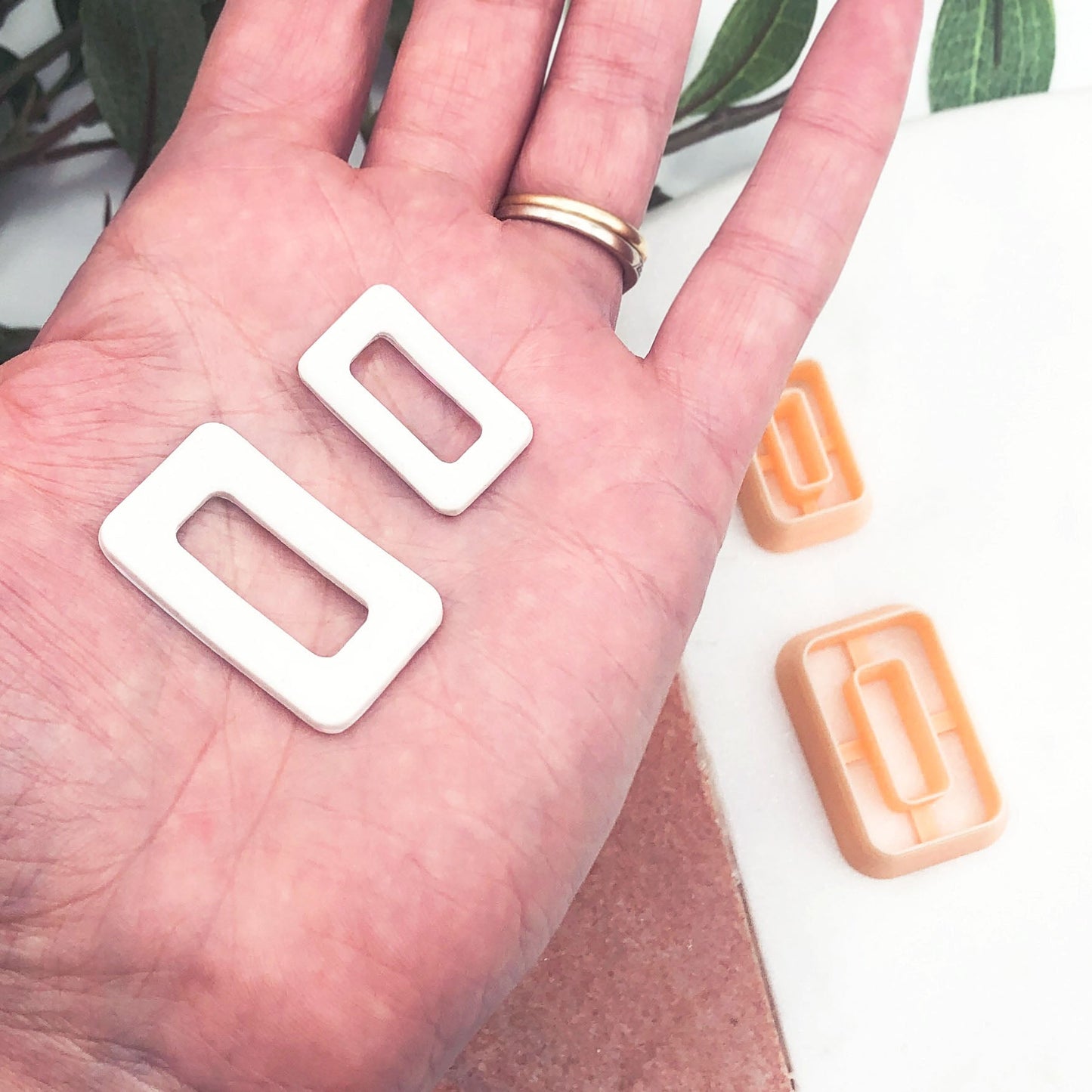 Rounded rectangle donut clay cutter for polymer clay jewellery makers