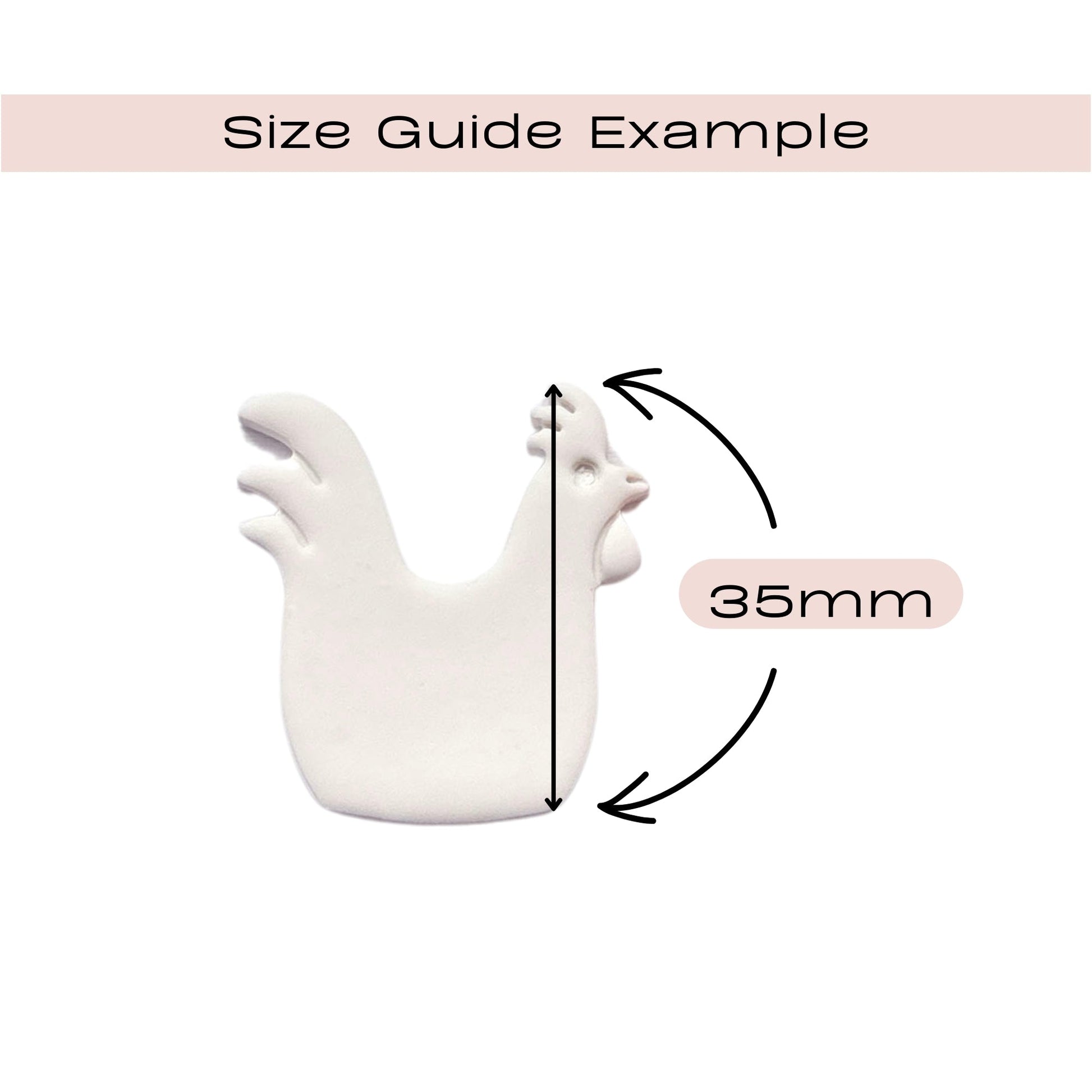 Rooster clay cutter for polymer clay crafts and jewellery making. This rooster is made using the 35mm clay cutter, 