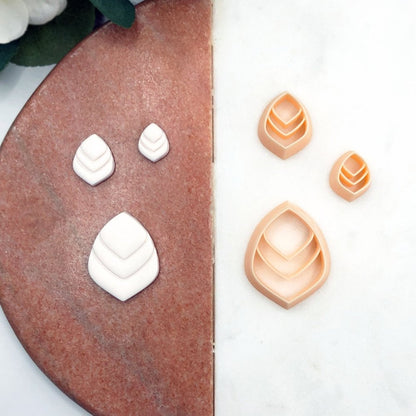 Rounded Teardrop Clay Cutter | Chevron -