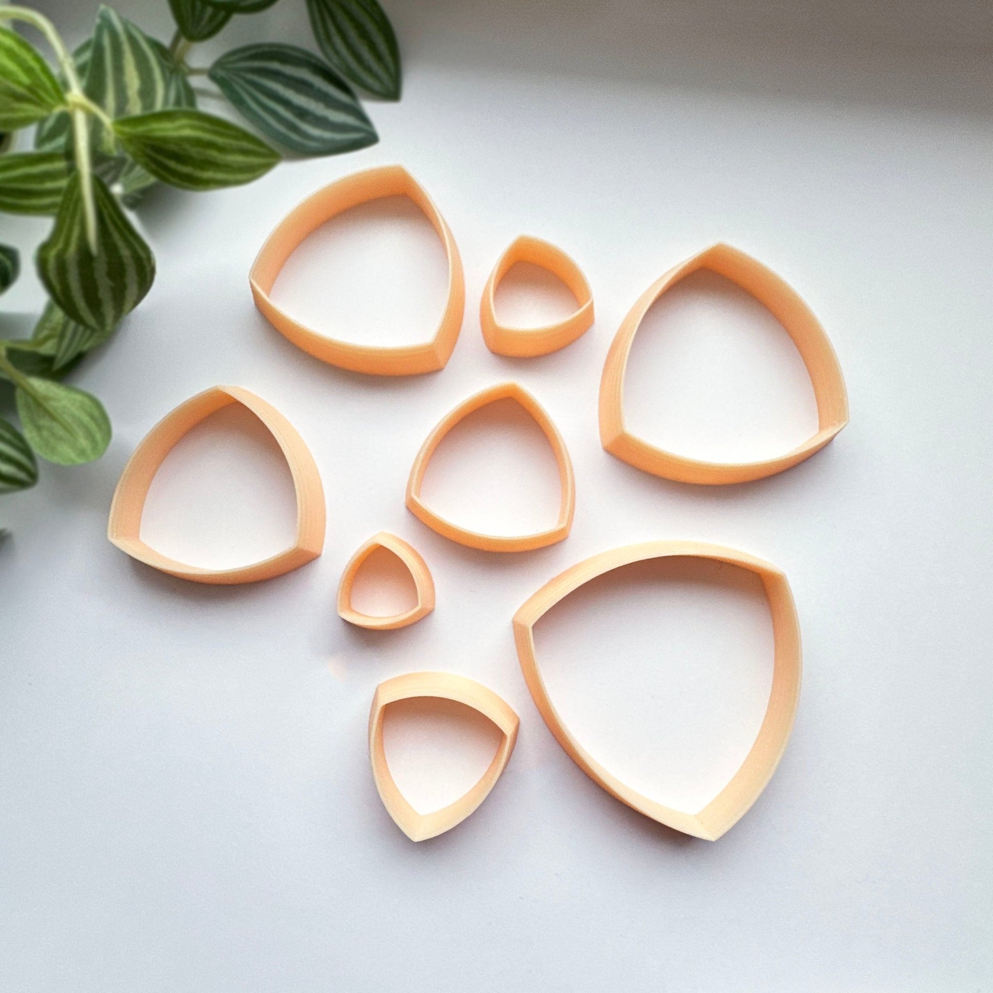 Rounded triangle clay cutter for polymer clay jewellery makers and crafts - set of 8