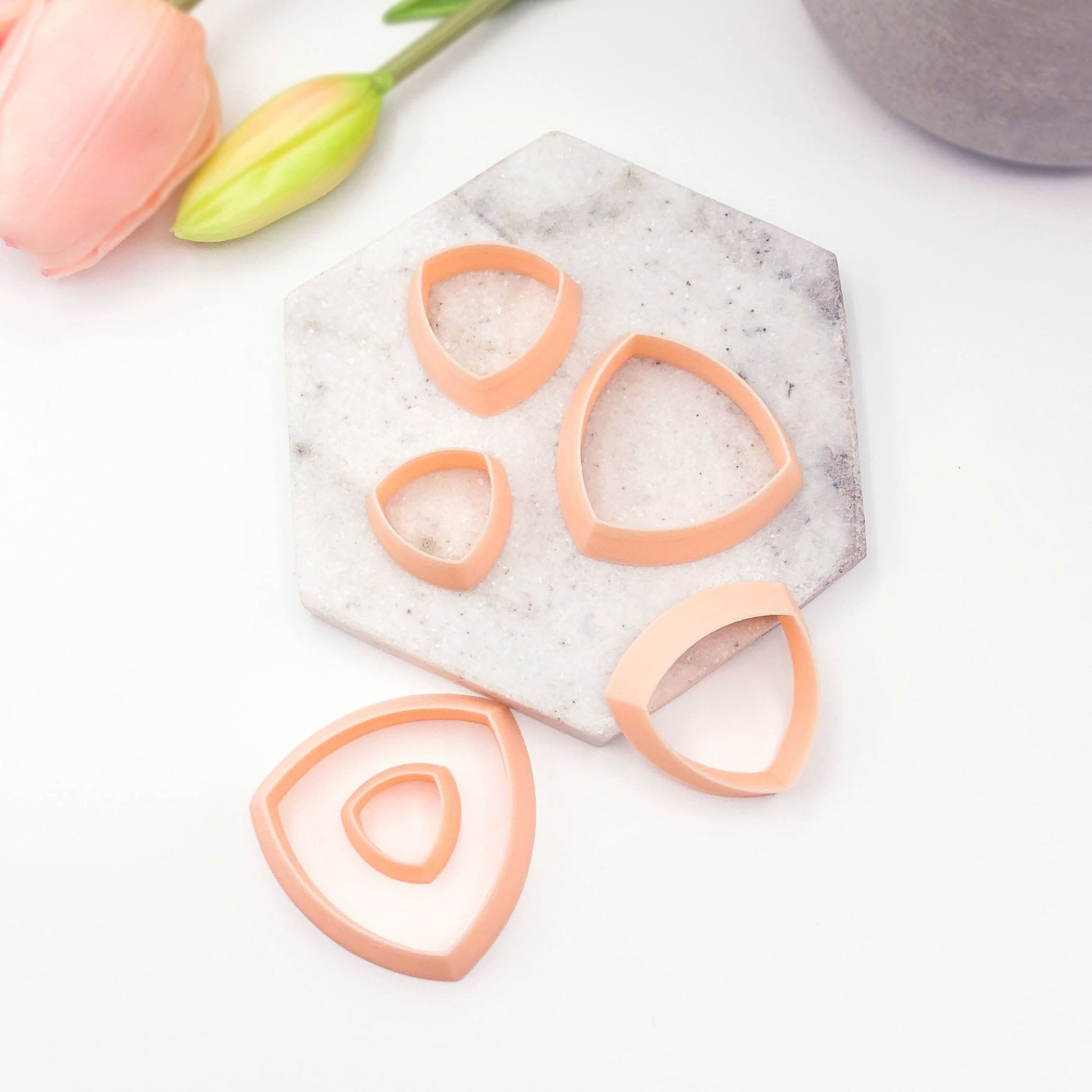 Rounded triangle clay cutter for polymer clay jewellery makers and crafts