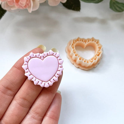 Ruffled Heart Clay Cutter | Pillow - 