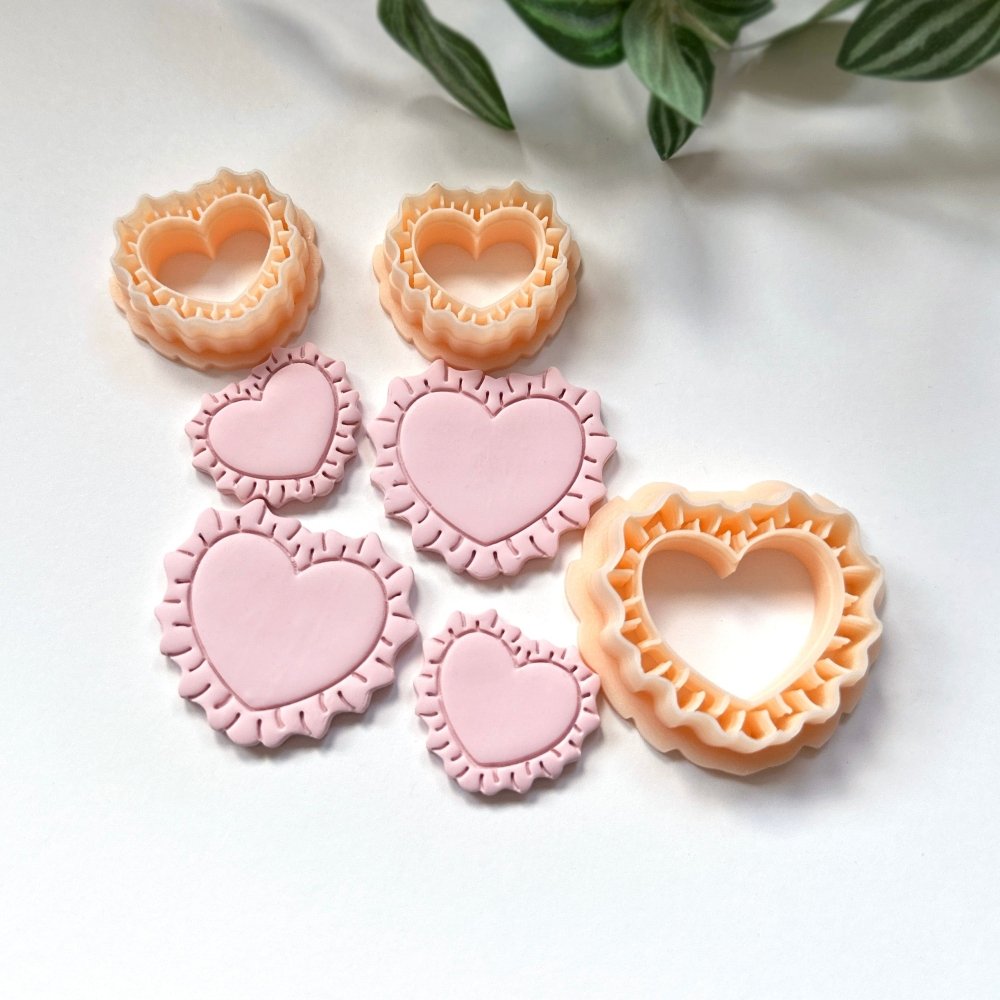 Ruffled Heart Clay Cutter | Pillow - 