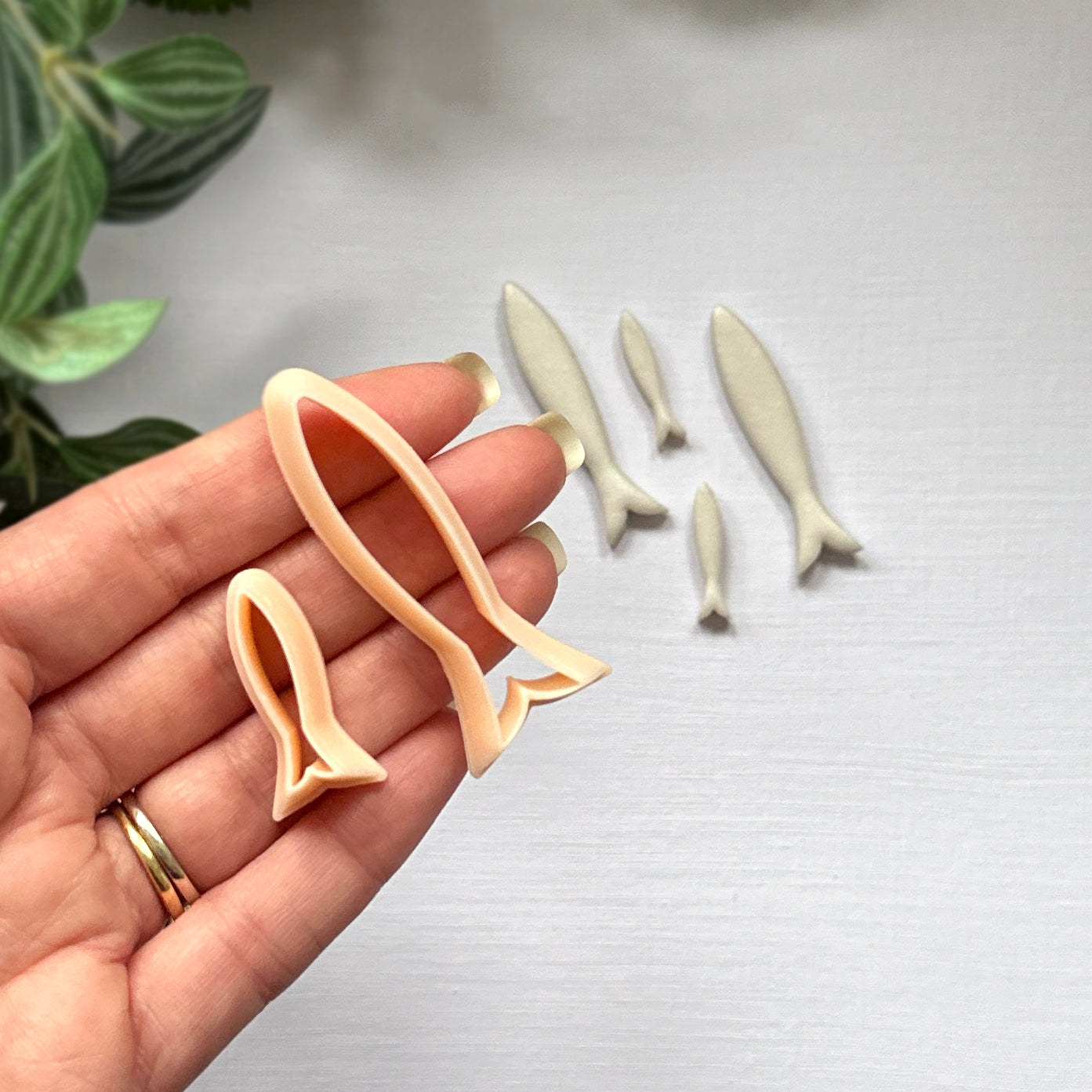 Sardine clay cutter. Long fish shape cutting tool for handmade jewellery making