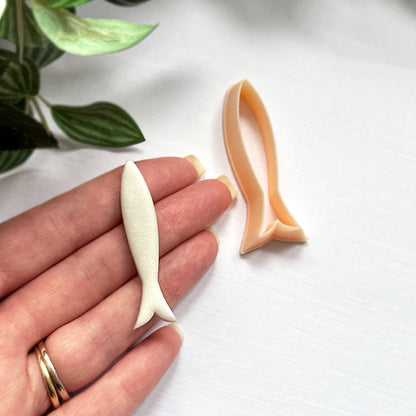 Sardine clay cutter. Long fish shape cutting tool for handmade jewellery making