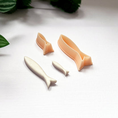 Sardine clay cutter. Long fish shape cutting tool for handmade jewellery making