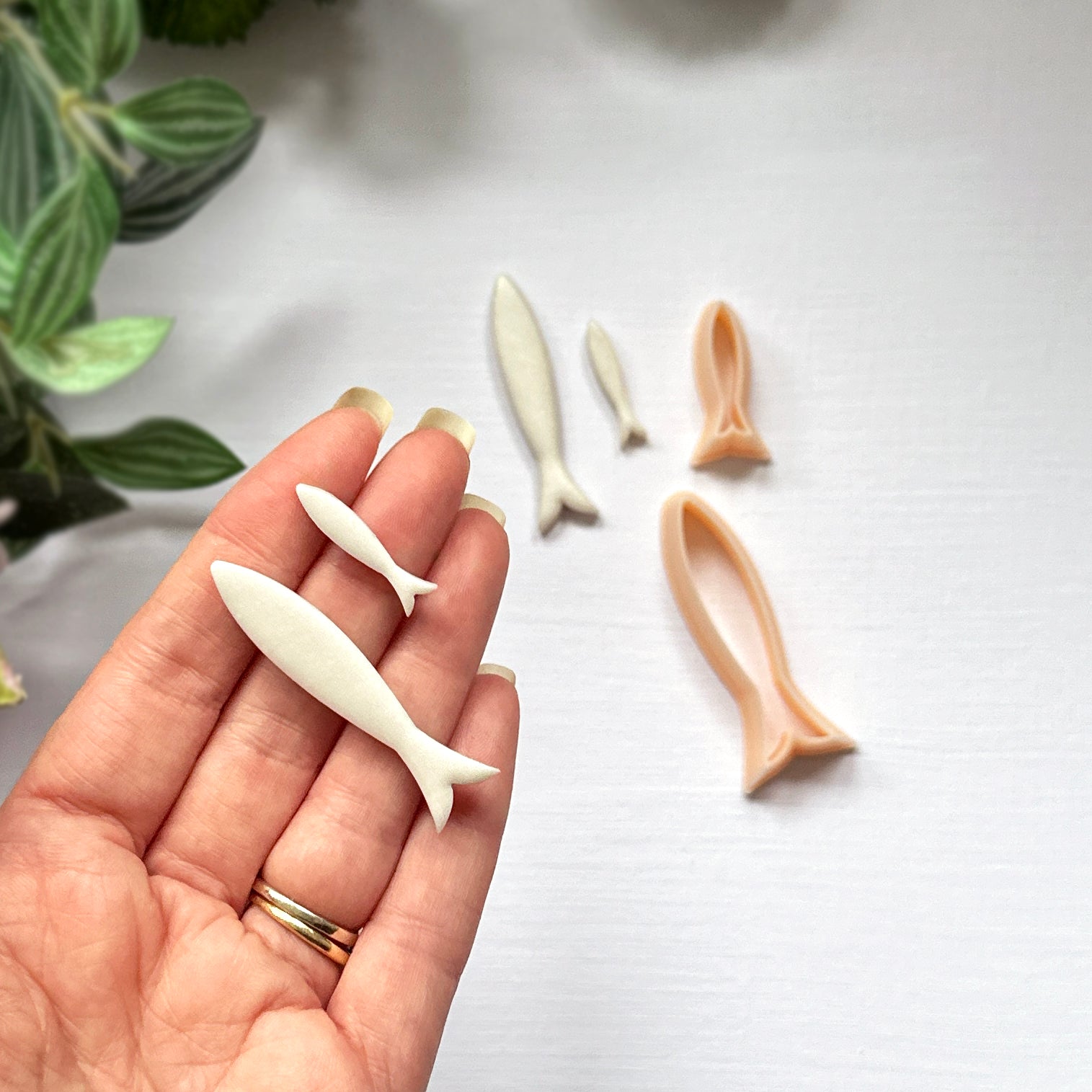 Sardine clay cutter. Long fish shape cutting tool for handmade jewellery making