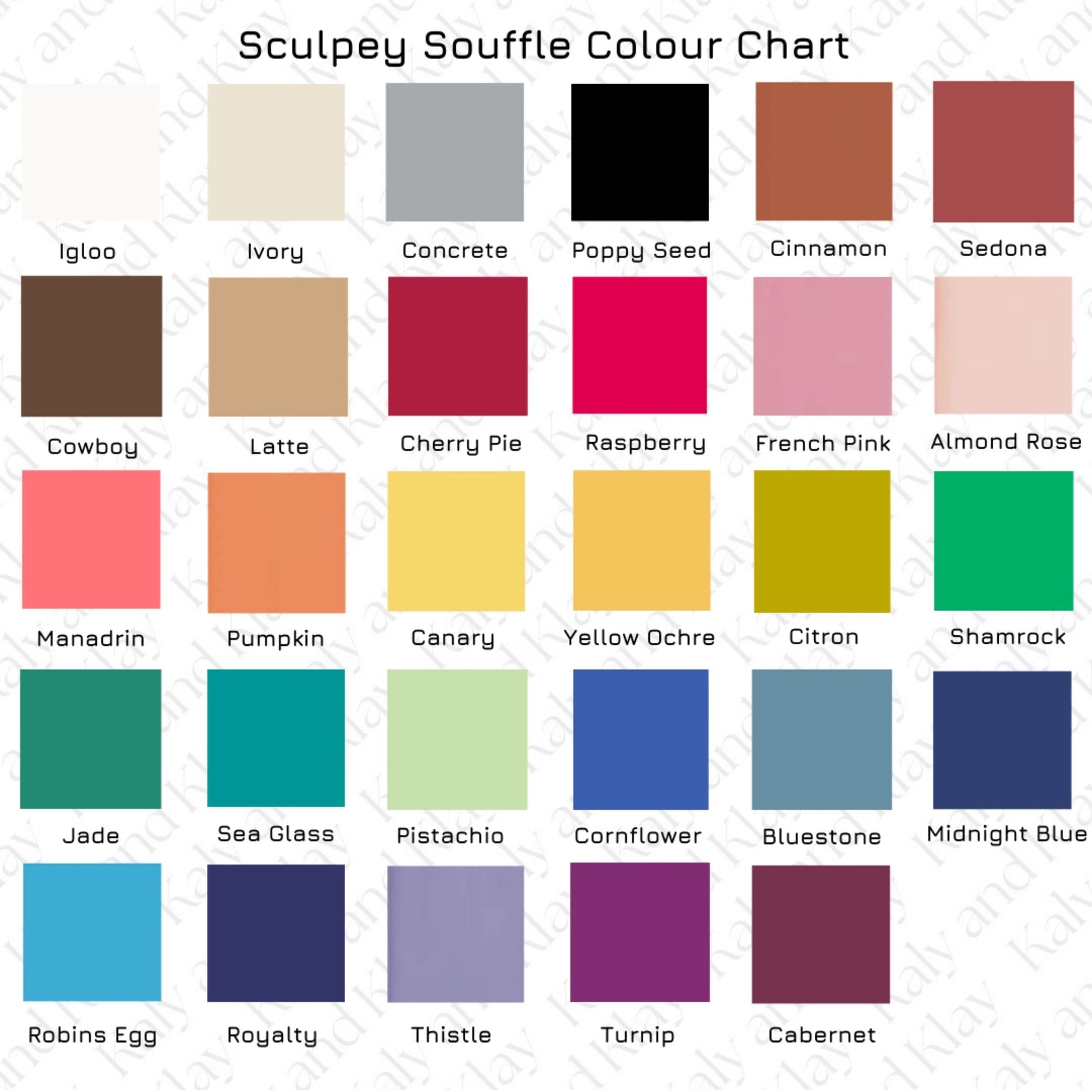 Sculpey Souffle Polymer Clay | Colour chart