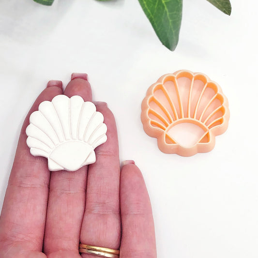 Seashell clay cutter. the 35mm held in hand in photo, For polymer clay jewellery, earring making.