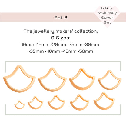 Shield crest clay cutter for jewellery makers and crafts - Set of 9 sizes 10-50mm