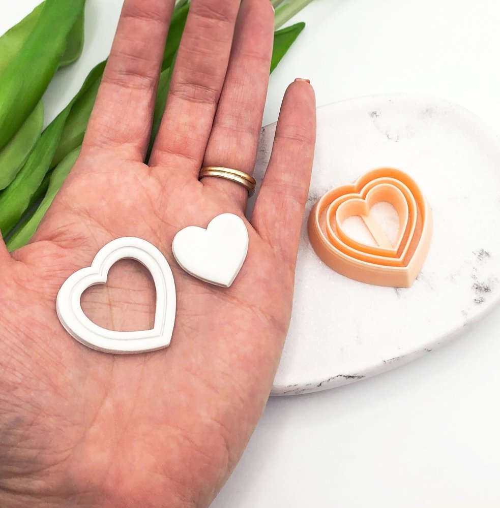 Skinny Heart Embossed Clay Cutter | Valentines - 