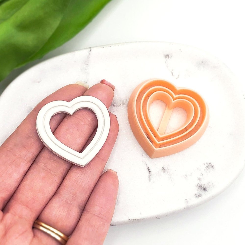 Skinny Heart Embossed Clay Cutter | Valentines - 