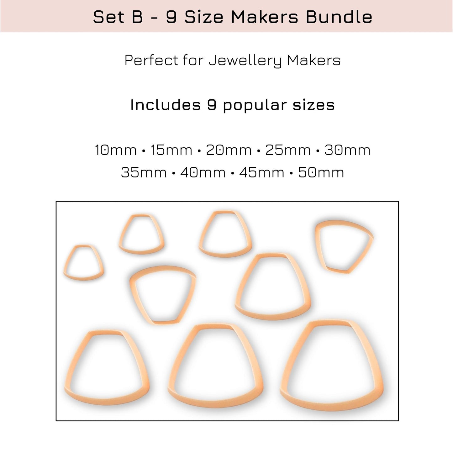 trapezium-clay-cutter-set of 9 sizes