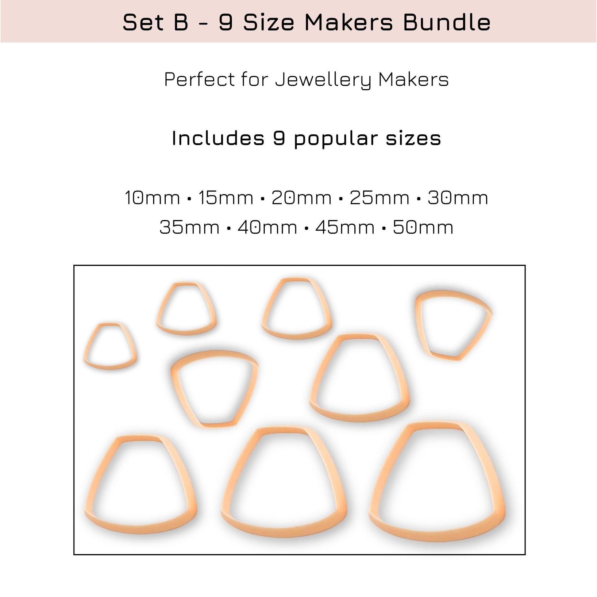 trapezium-clay-cutter-set of 9 sizes