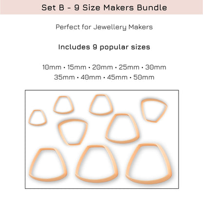 trapezium-clay-cutter-set of 9 sizes
