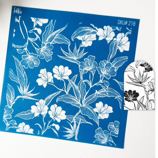 Birds of Paradise Silkscreen Stencil | Flower Pattern -