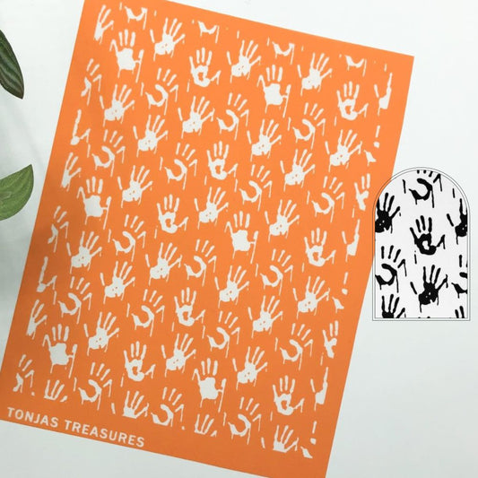 Bloody Hands Silkscreen | Halloween Blood Handprints | Polymer Clay -