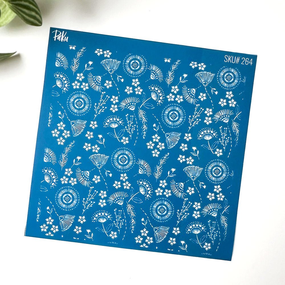 Boho Flowers Silkscreen Stencil | Floral Pattern -