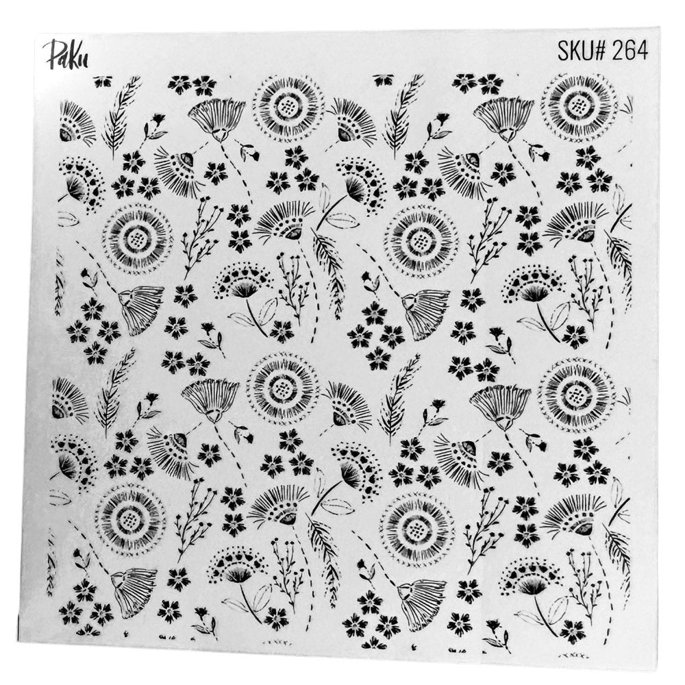 Boho Flowers Silkscreen Stencil | Floral Pattern -