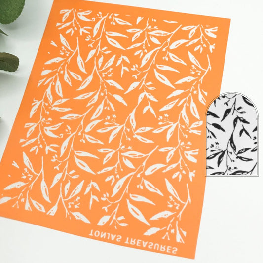 Brushstroke Branches Silkscreen Stencil | Polymer Clay | Leaves -