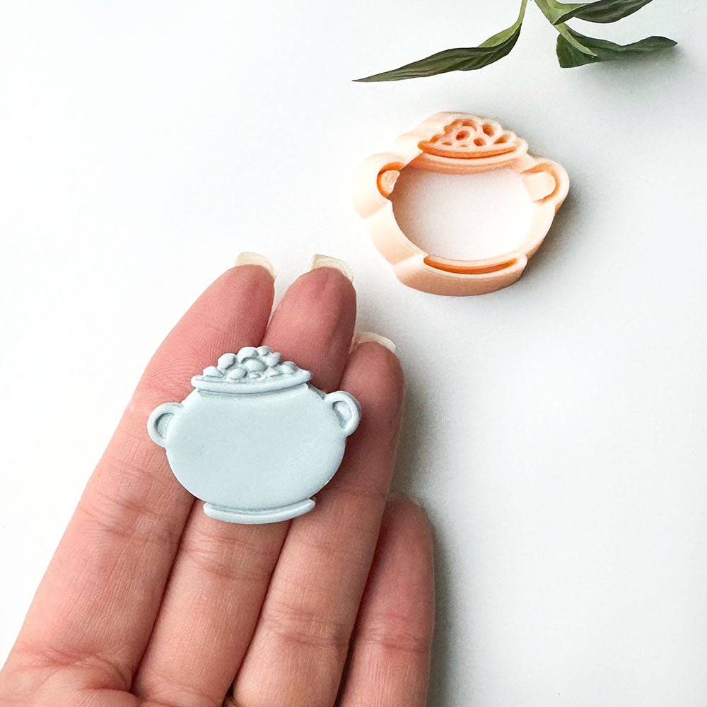 Bubbling Cauldron Clay Cutter | Embossed Inner Stamp | Pot of Gold -