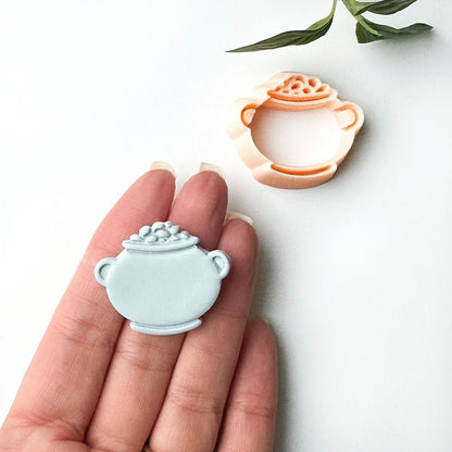 Bubbling Cauldron Clay Cutter | Embossed Inner Stamp | Pot of Gold -