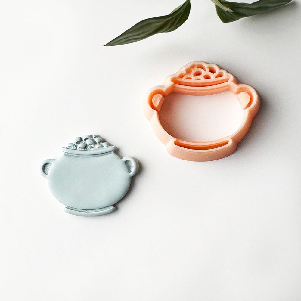 Bubbling Cauldron Clay Cutter | Embossed Inner Stamp | Pot of Gold -