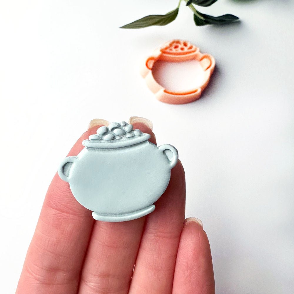 Bubbling Cauldron Clay Cutter | Embossed Inner Stamp | Pot of Gold -