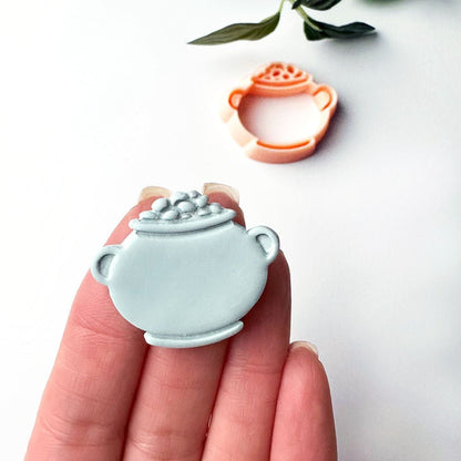 Bubbling Cauldron Clay Cutter | Embossed Inner Stamp | Pot of Gold -