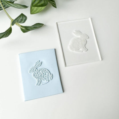 Bunny Rabbit Texture Stamp | Clear Acrylic Embossing Plate -