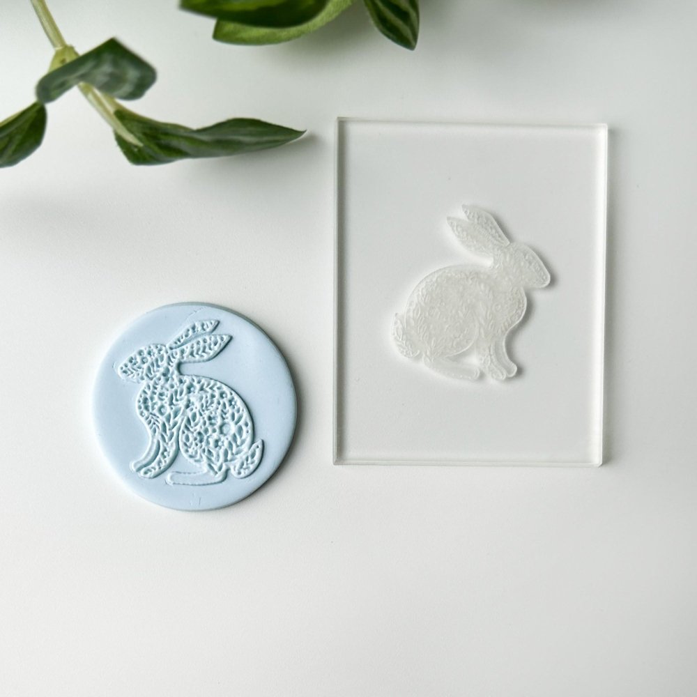 Bunny Rabbit Texture Stamp | Clear Acrylic Embossing Plate -